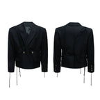 【25s Aug.】Striped Belted Cropped Blazer /Pants Set