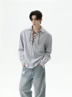 【25s Sep.】Cleanfit Drawstring Striped Shirt