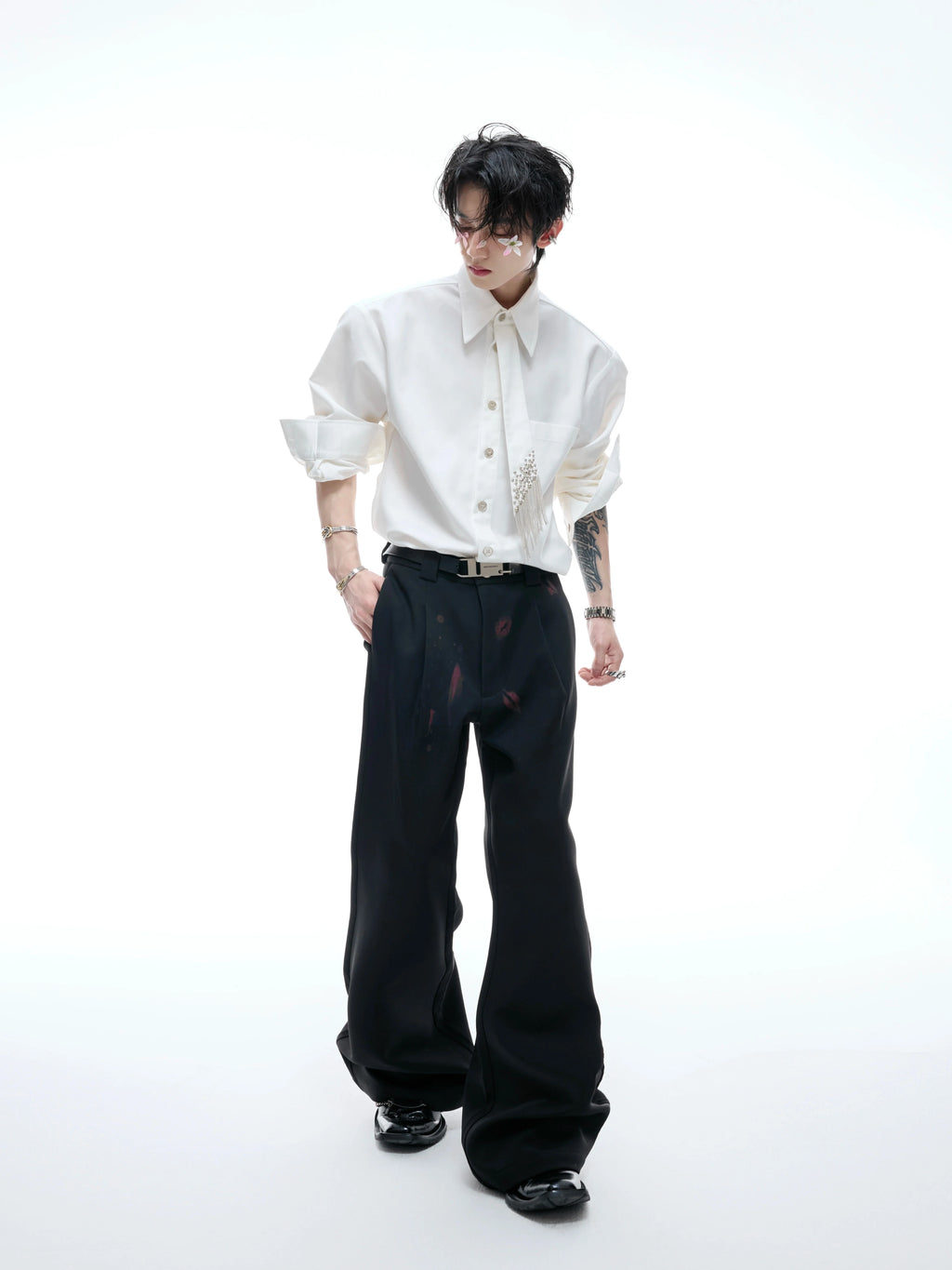 【25s Aug.】Tie-stitched Shoulder-padded Shirt