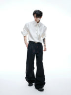 【25s Aug.】Tie-stitched Shoulder-padded Shirt