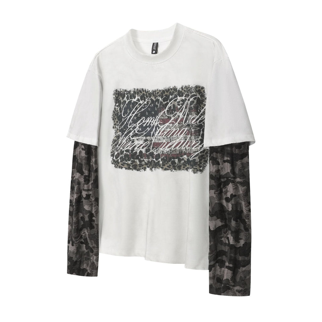 Layered Distressed Washed Long Sleeve Tee