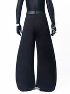 【26s May.】Layered Curved Wide-Leg Black Pants