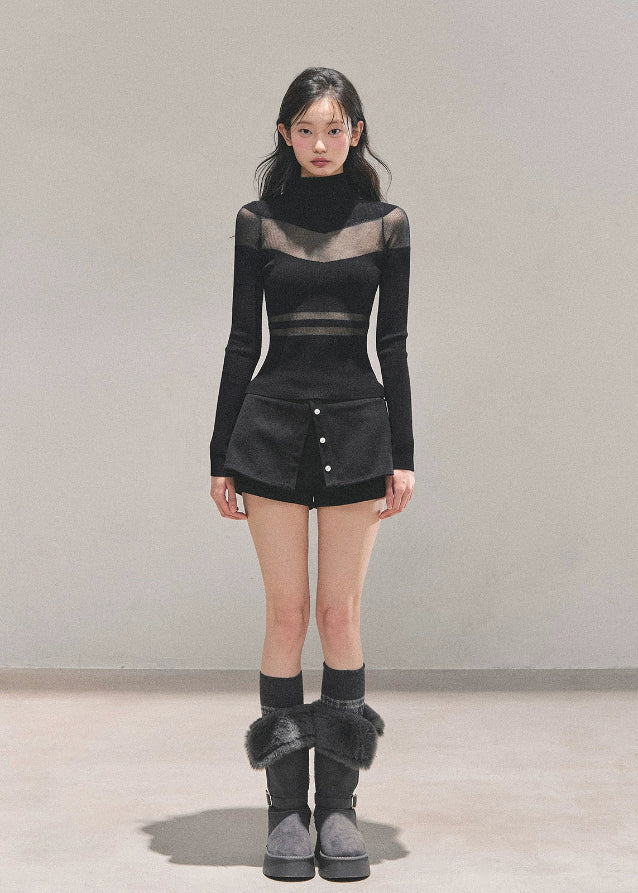 Shadow Lace Semi-Sheer Top