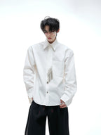 【25s Aug.】Tie-stitched Shoulder-padded Shirt
