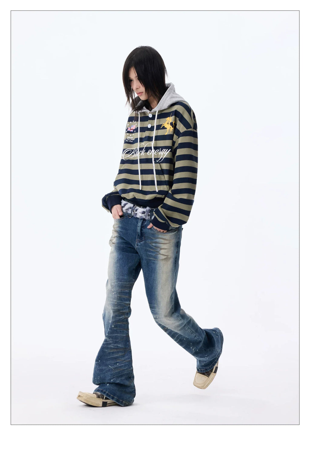 Washed Paint Splatter Curved Skinny Jeans