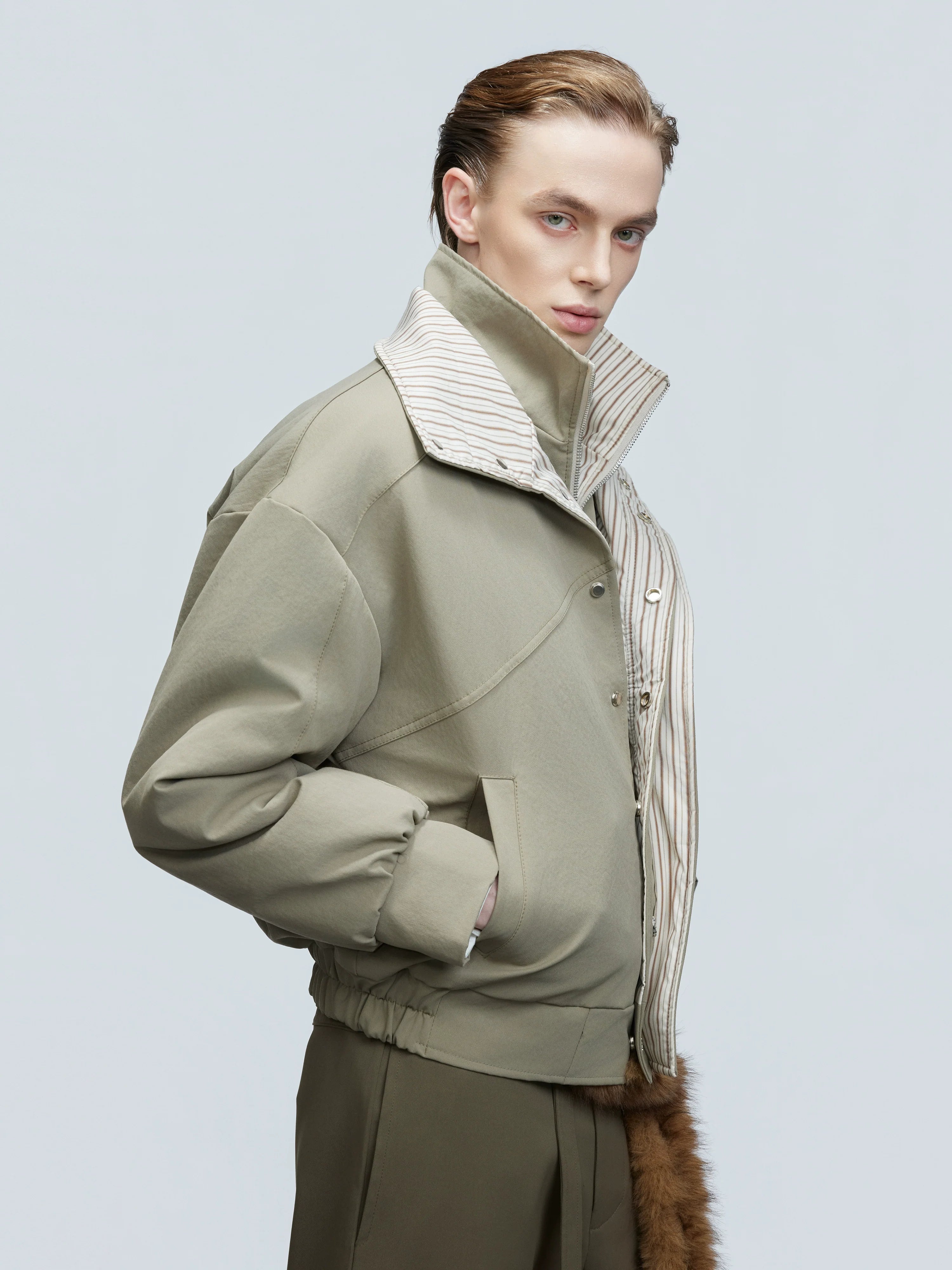 【25s Nov.】Washed Striped Thickened Cotton Coat
