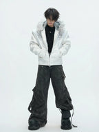 【26s Feb.】Horsehair and Crocodile Print Hooded Jacket