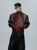 【25s Oct.】Python Textured Leather Fashion Jacket