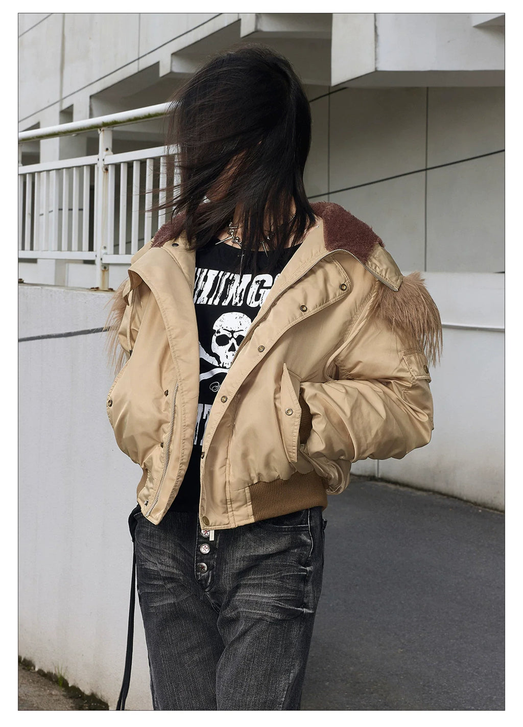 Shibuya MA-1 Fur Collar Bomber Jacket
