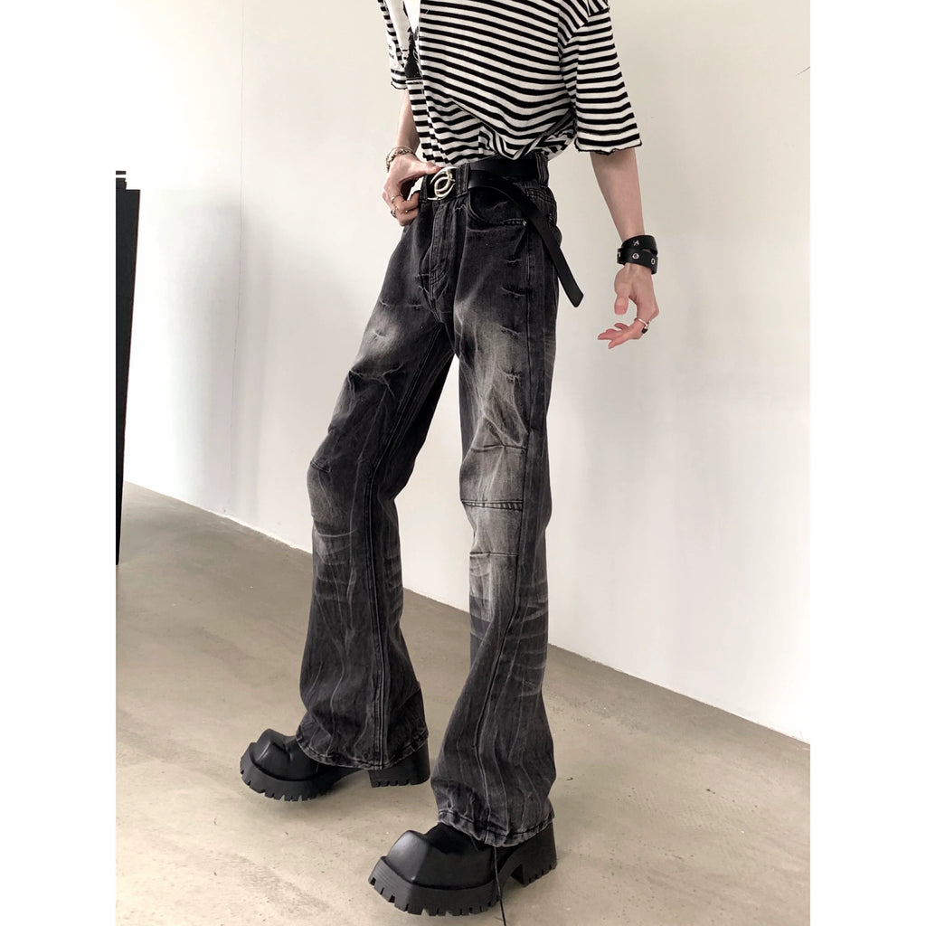 【25s Sep.】Vintage Pleated Lightning Pattern Jeans