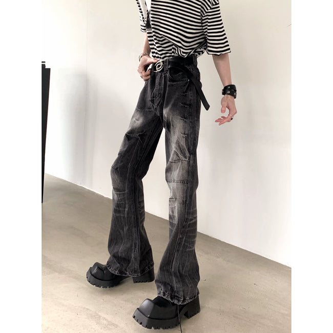 【25s Sep.】Vintage Pleated Lightning Pattern Jeans Hover Image