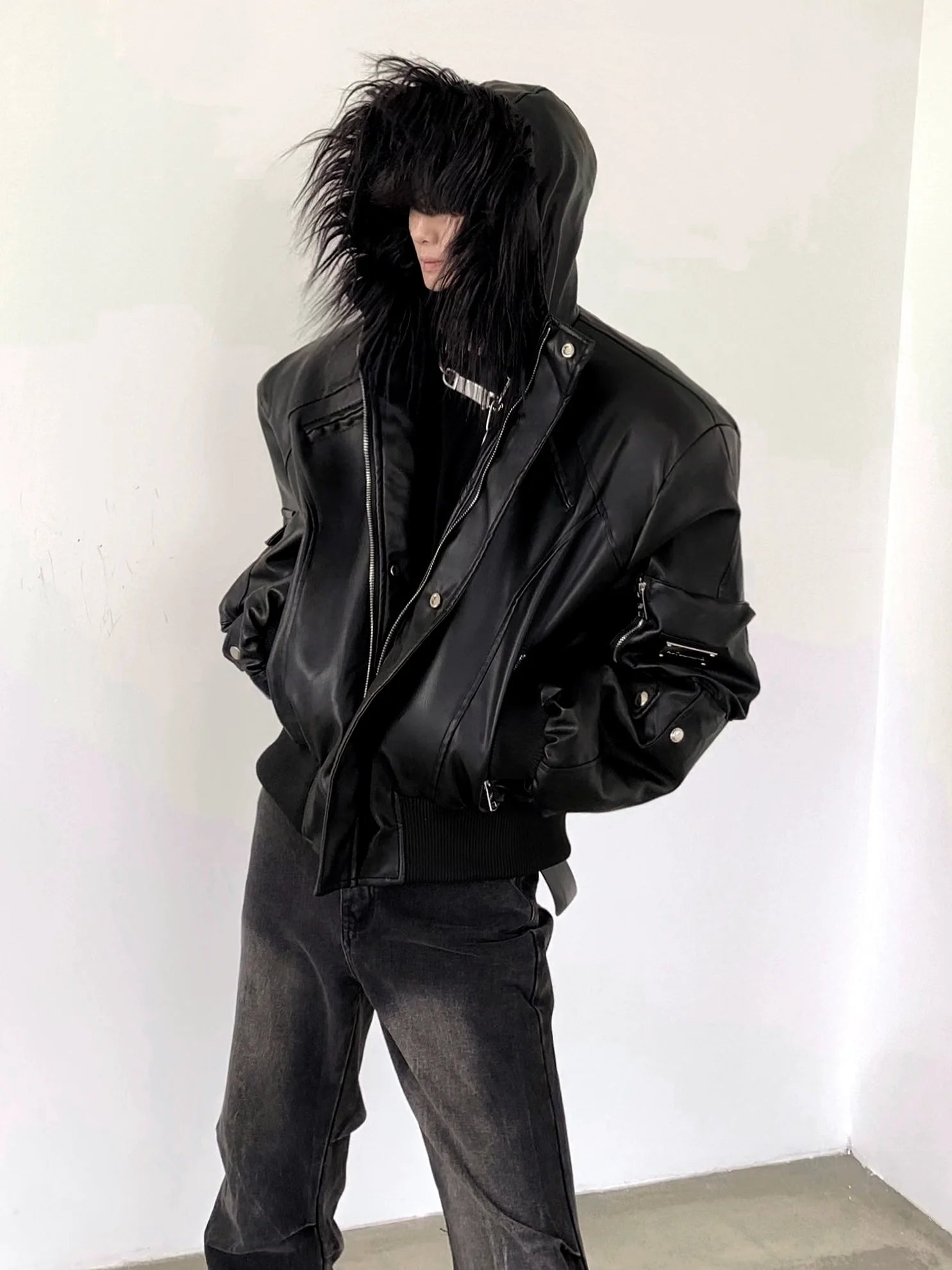 【25s Sep.】Punk Mountain Eagle Large Fur Collar Jacket