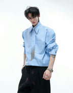 【25s Aug.】Tie-stitched Shoulder-padded Shirt