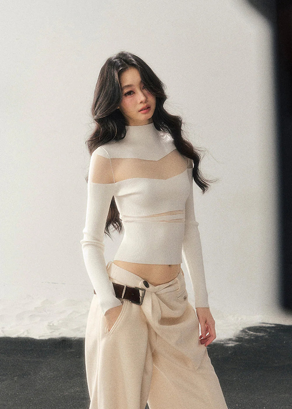 Shadow Lace Semi-Sheer Top