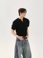 【25s Jun.】Solid Knit V-Neck Relaxed T-Shirt