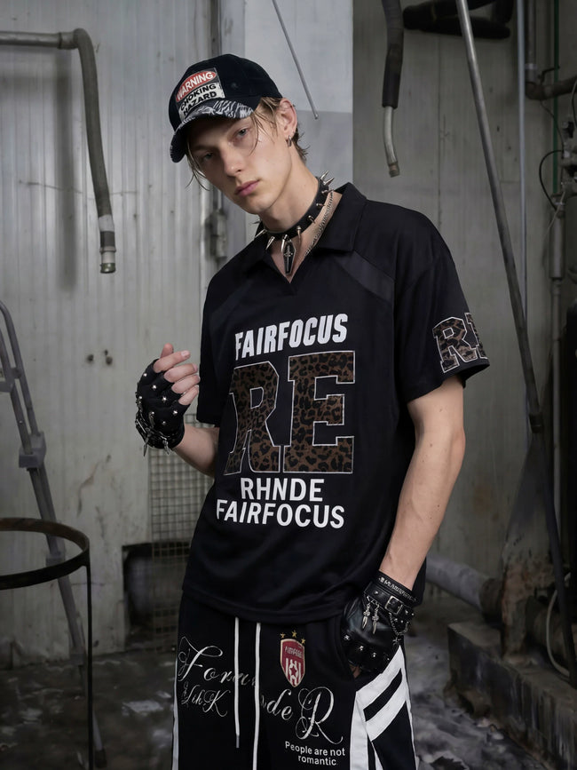 Leopard Embroidered Polo Jersey Tee Main Image