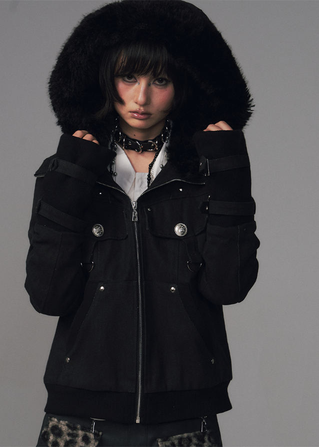 Nightfang Detachable Fur Hood Combat Jacket