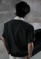 Embroidered Asymmetric Stripe Shirt Tee