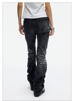 Ice Blue Studded Curved Skinny Jeans