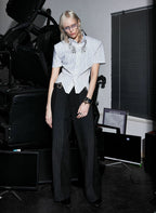 Structured Stand Collar Asymmetric Shirt