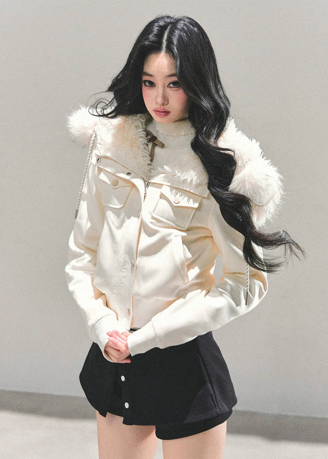 Frost Petal Faux-Fur Hooded Jacket Main Image