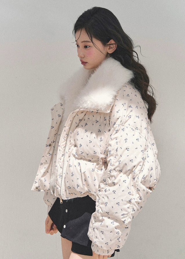 Frost Whisper Plush-Lined Short Down Coat
