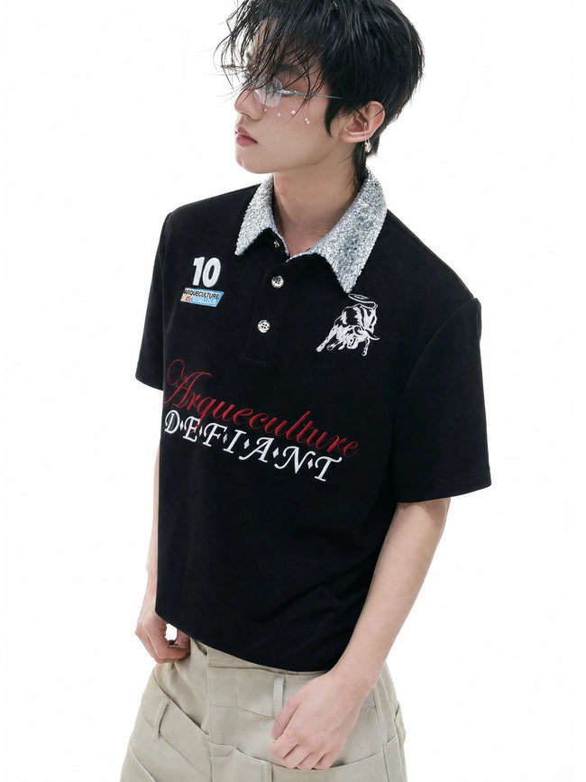 Contrast Sequin Polo Tee Main Image