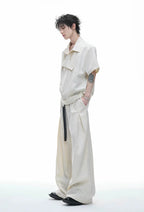 Embroidered Asymmetric Stripe Shirt Tee
