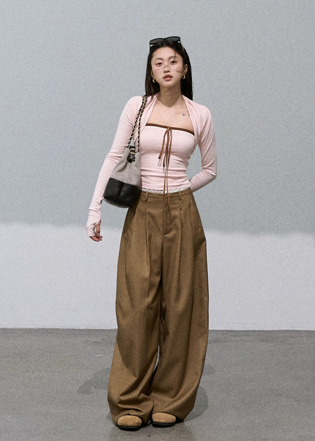 Embroidered Lace Wide-Leg Pants