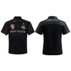 Leather Panel Studded Polo Tee