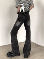 【25s Sep.】Vintage Pleated Lightning Pattern Jeans