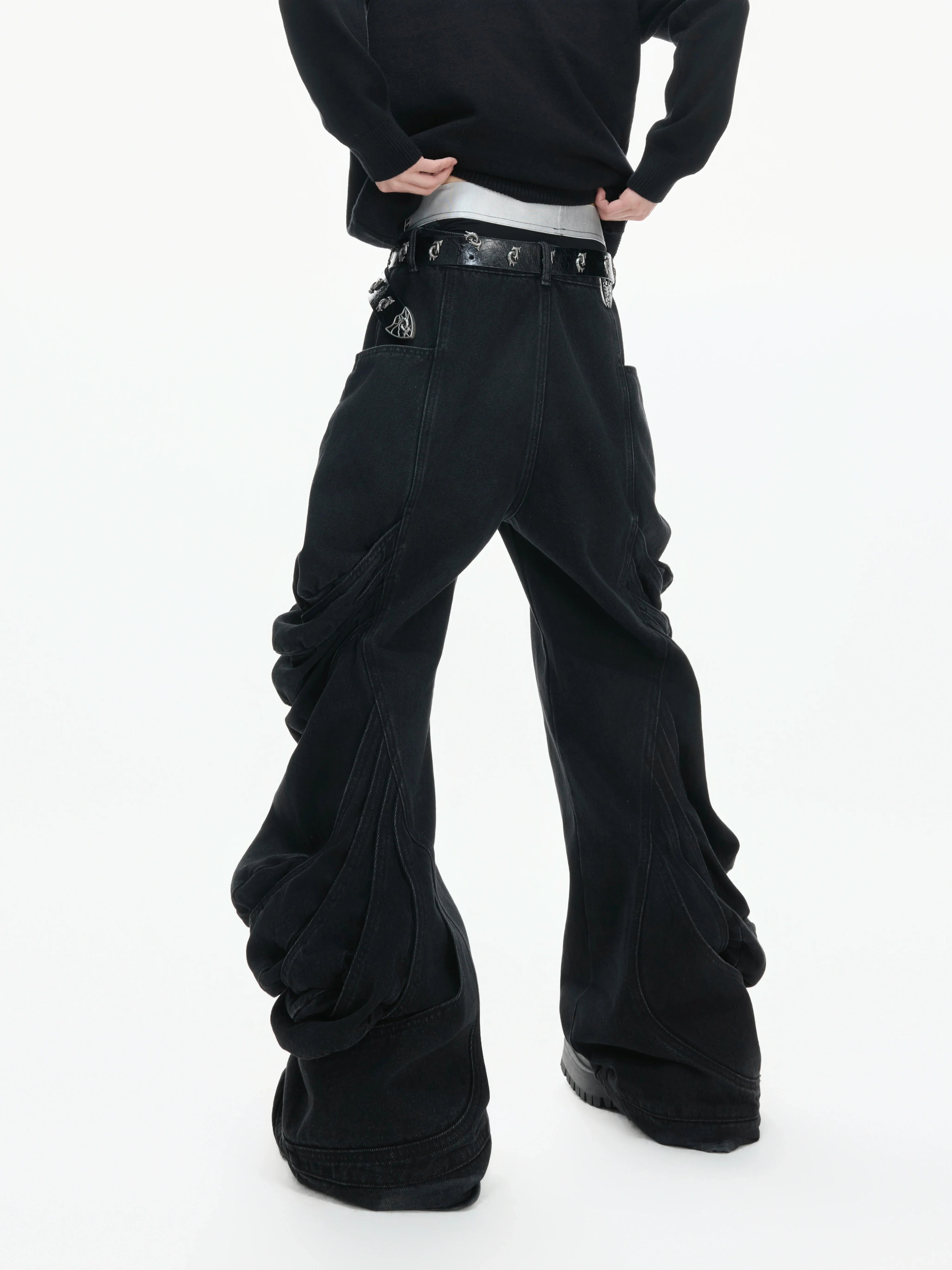 【26s Jan.】Deconstructed Vintage Curved Straight Denim Pants