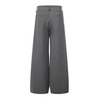 Gray Stripe Pleated Wide Trousers