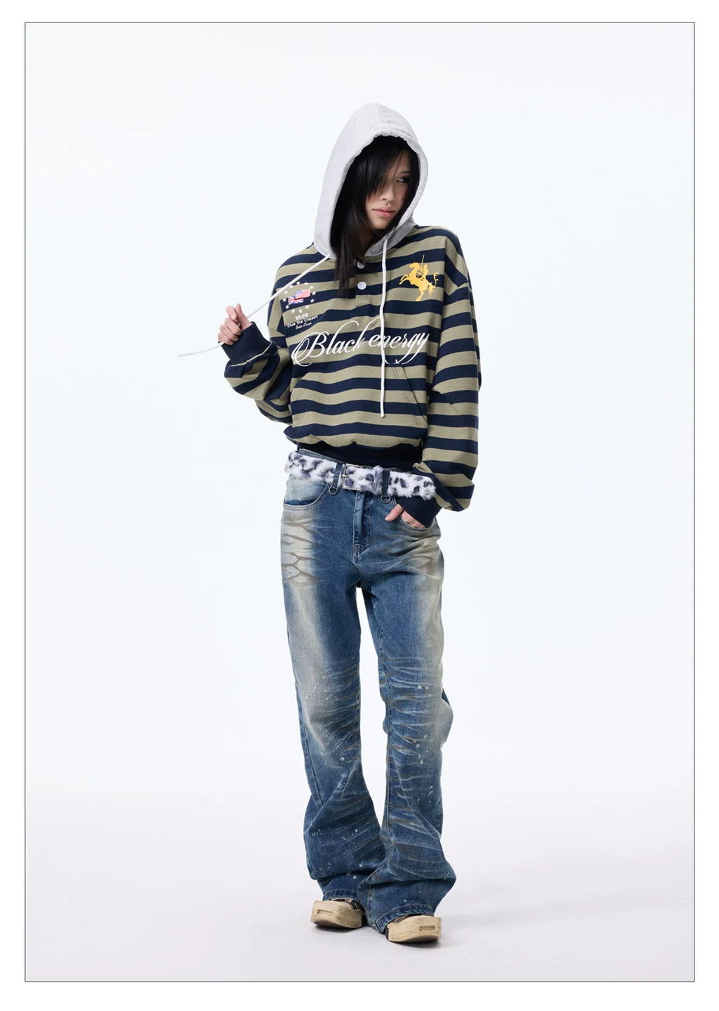 Washed Paint Splatter Curved Skinny Jeans