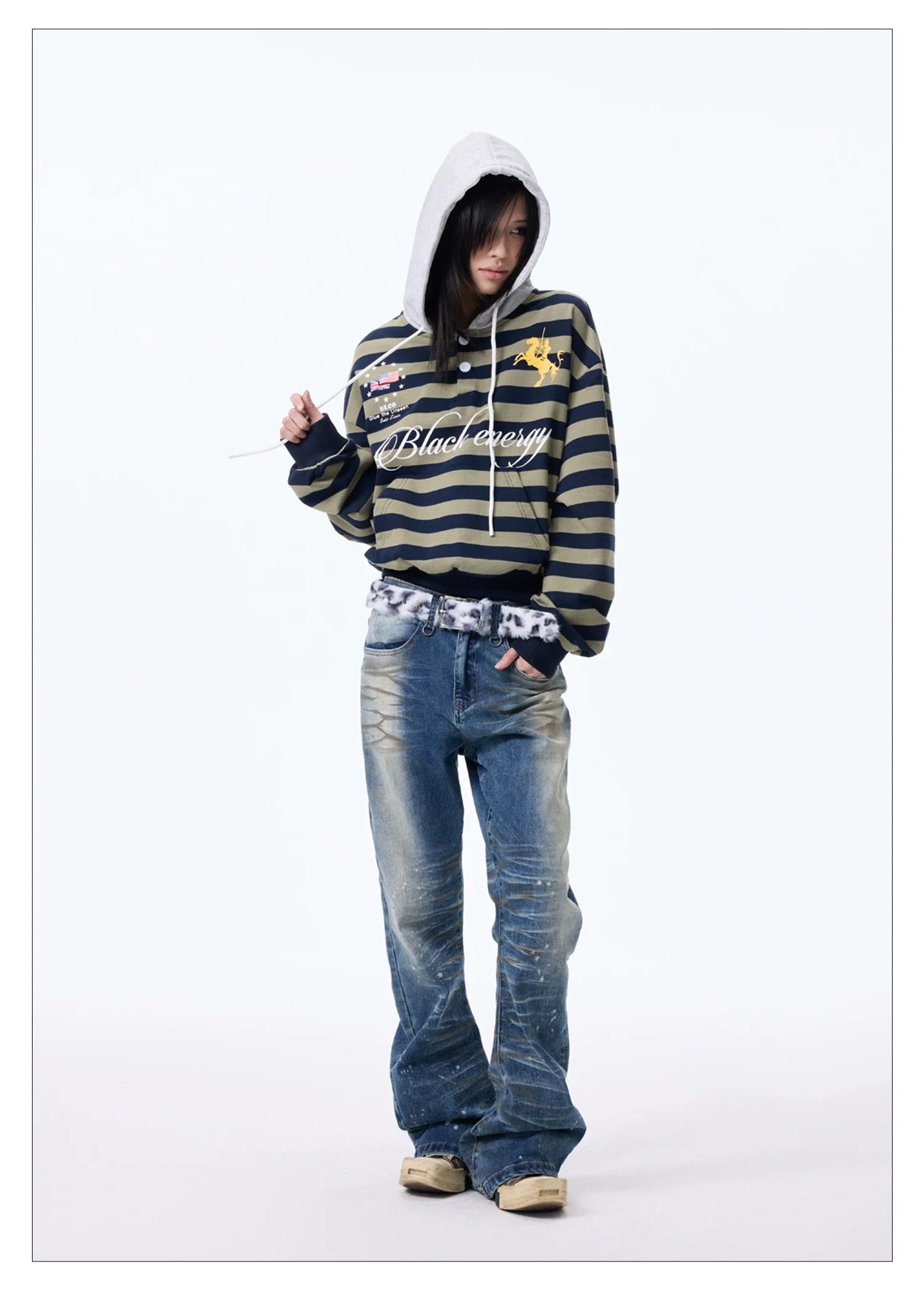 Washed Paint Splatter Curved Skinny Jeans