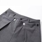 Gray Stripe Pleated Wide Trousers