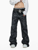 Hand-Waxed Stacked Flared Denim Jeans