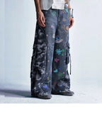 【25s Aug.】Vintage Cartoon Graffiti Camouflage Patchwork Jeans