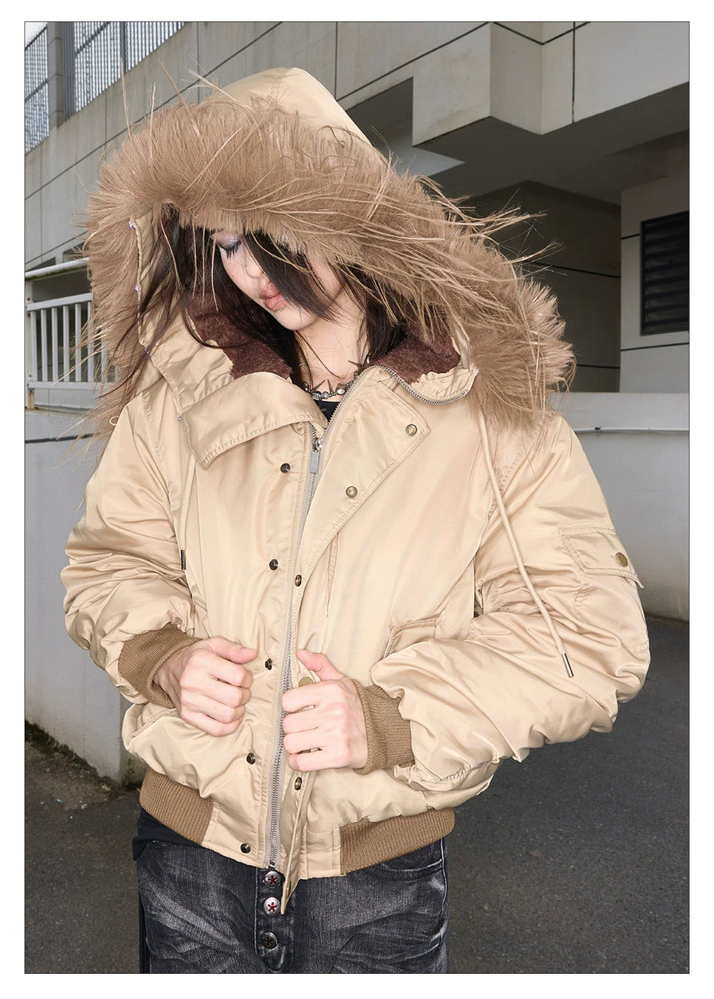Shibuya MA-1 Fur Collar Bomber Jacket