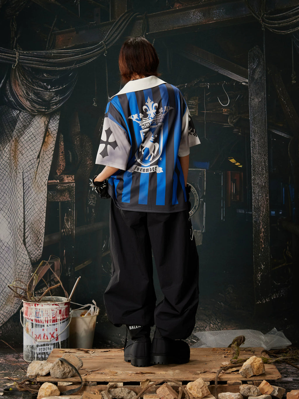 Blue Black Stripe Jersey Tee