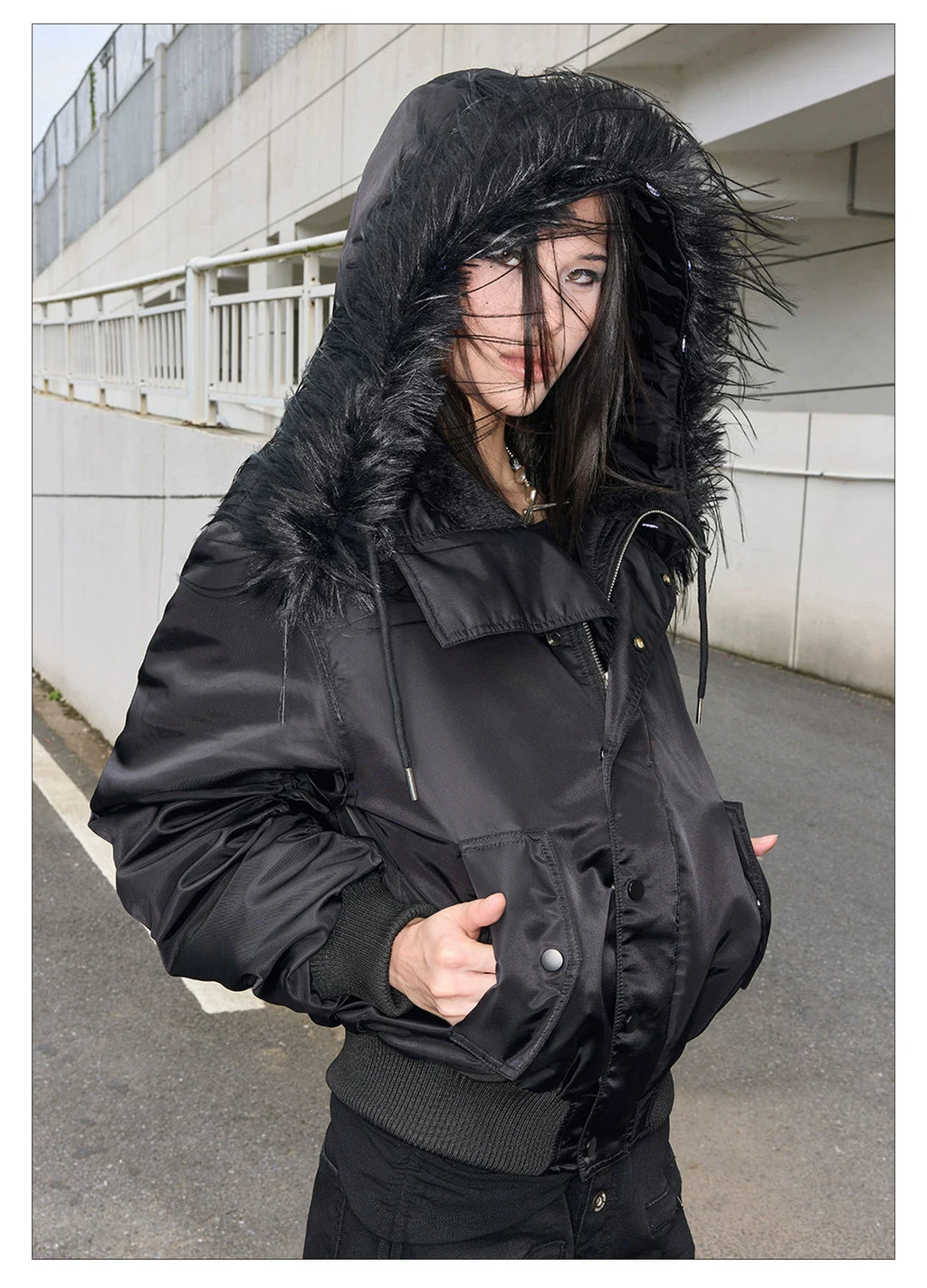 Shibuya MA-1 Fur Collar Bomber Jacket