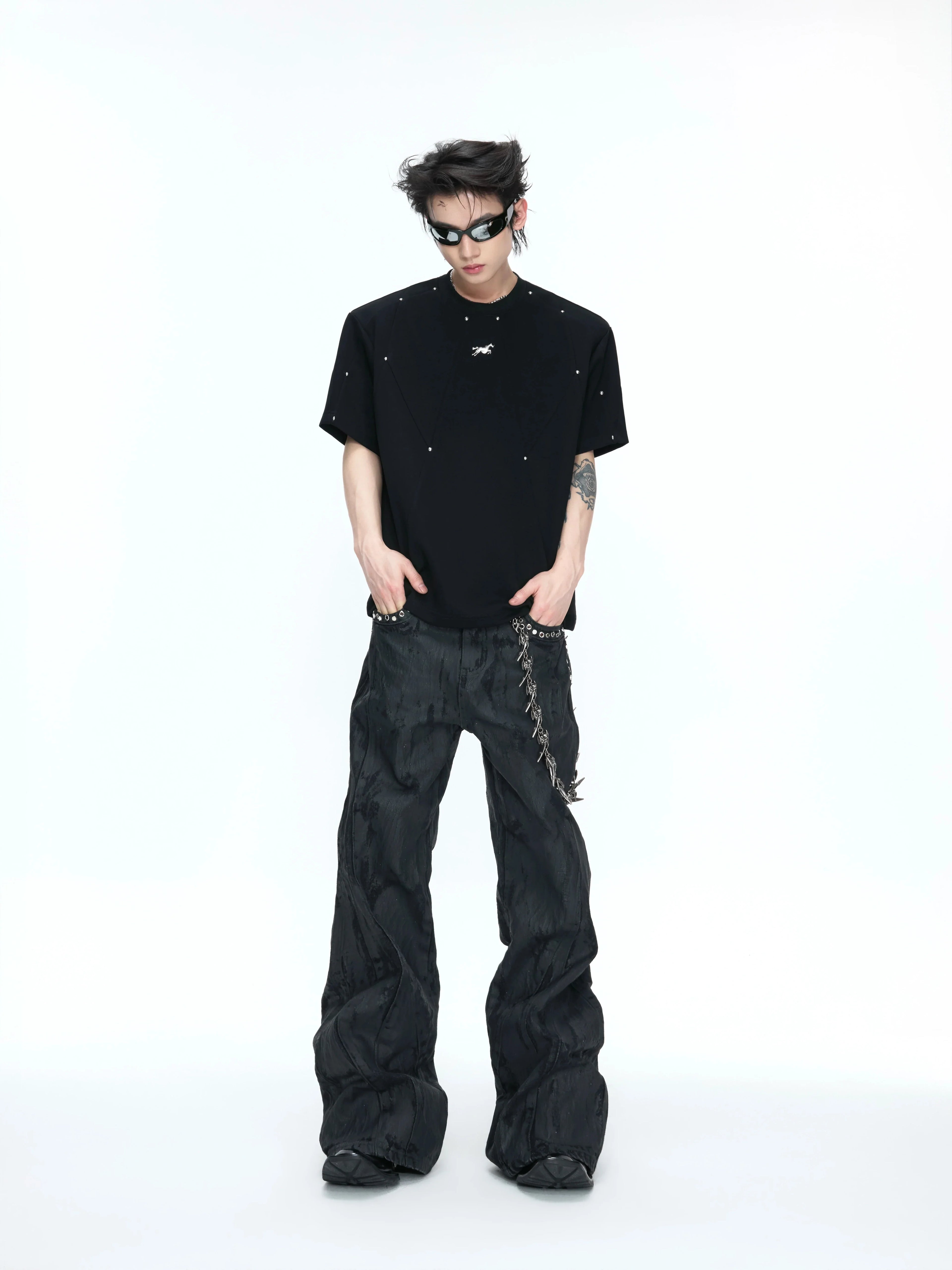 【26s May】Studded Deconstructed Boxy Shoulder Tee