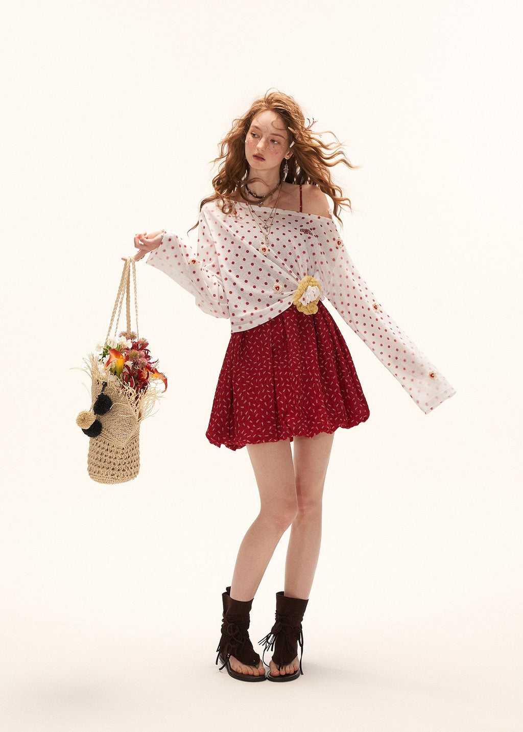 Polka Bloom Sheer Blouse