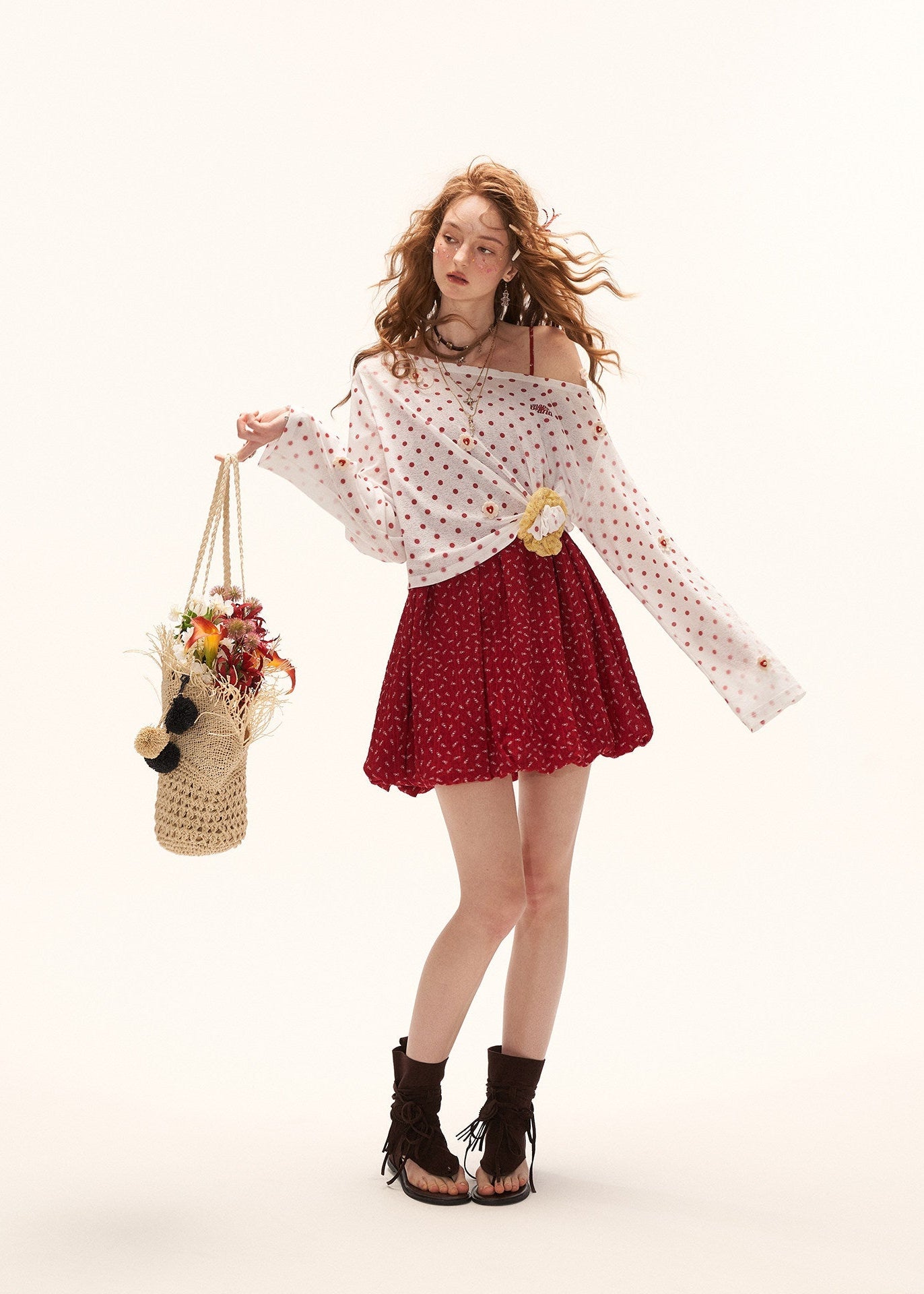 Polka Bloom Sheer Blouse
