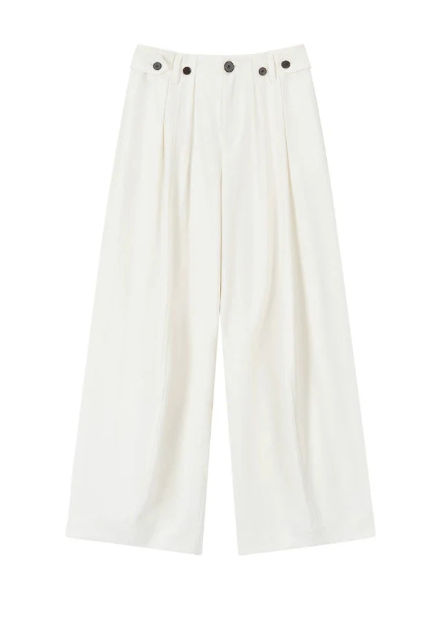 Y2K Button-Pleat Fluid Drape Pants