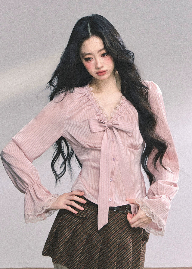 Rosée Satin Stripe Lace Top