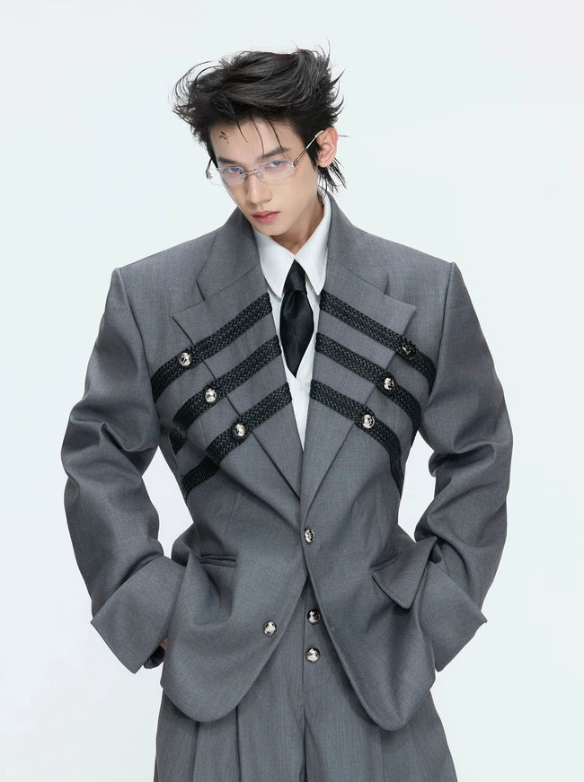 【26s Apr.】Silver Detail Double-Breasted Tailored Suit Set Hover Image