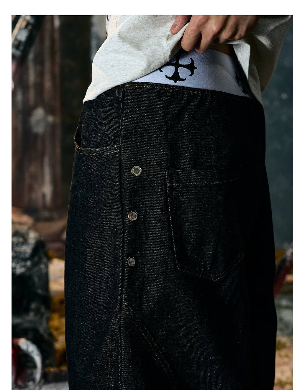 【26s Jan.】Boxing Velvet Curved Wide-Leg Denim Pants