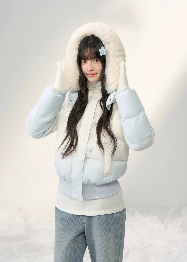 Stardust Frost Gradient Fur-Collar Down Jacket