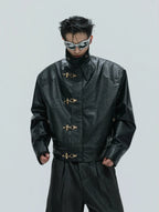 【25s Nov.】Ostrich Leather Aircraft Button Plush Leather Jacket